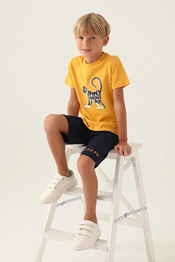 ROLY POLY 3361-g Boy Monkey Combed Cotton Shorts Set