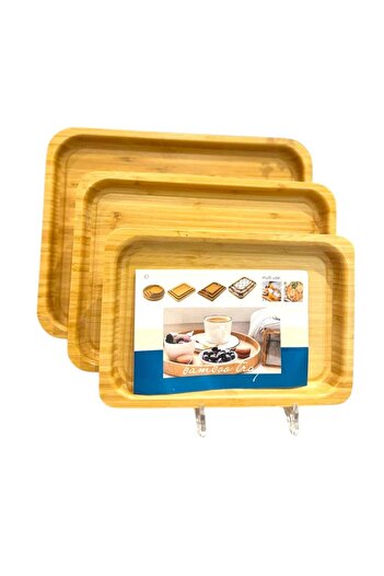 aljahwari 3-piece rectangular wooden tray set