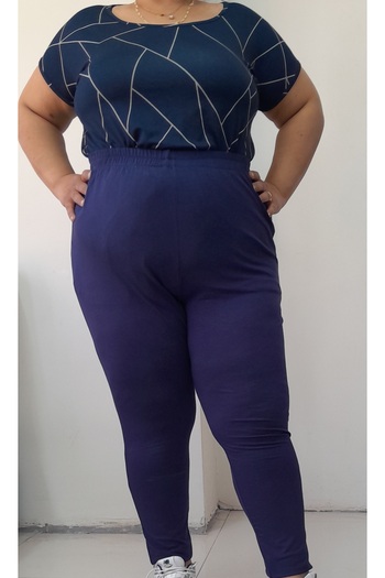 Mertcan Butik Navy Blue Elastic Waist Ankle Length Long Combed Viscose Legging