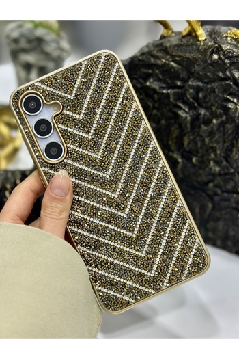 Go Aksesuar Galaxy A25 Compatible Patterned Diamond Design Rhinestone Sparkling Shiny Diamond Silicone Case