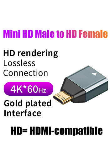 Choice B 4K 60HZ Mini Micro HD to HDMI-Compatible adapter converter For Laptop Graphics Card Camera TV Mon.