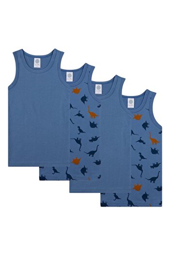 Sanetta Jungen Unterhemden, 4er Pack - Kids, Shirt, rmellos,Baumwolle, Dino