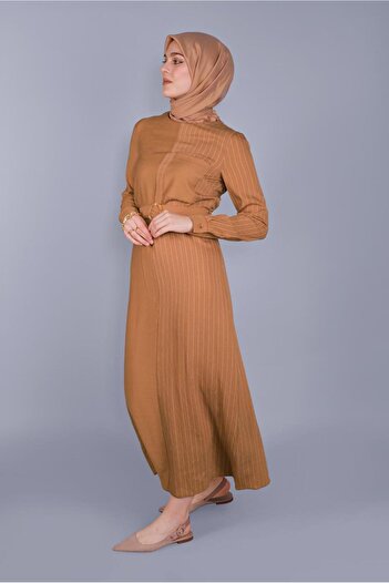 Alvina Striped Belted Women's Tesetural Dress 40791