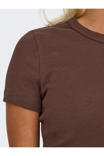 ONLY ONLVAL S/S O-NECK TOP CC JRS Γυναικείο καφέ μπλουζάκι - O15339774
