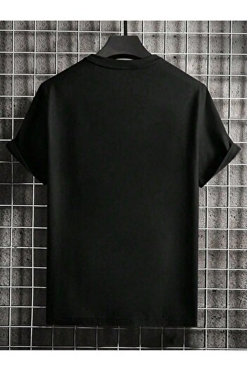 VBSVİBES Paris Romantic City Printed Single Jersey Black T-Shirt - Oversize Crew Neck T-Shirt