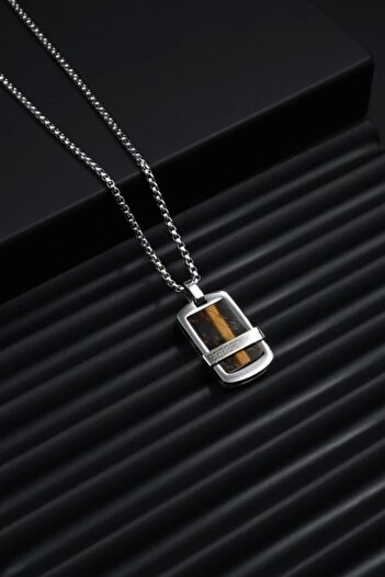 FERRO Silver and Brown Steel Men's Jewelry Frj10051-A4
