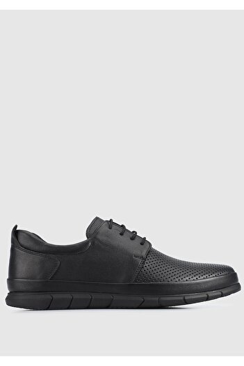 Eclipse Men's Black Leather Shoes