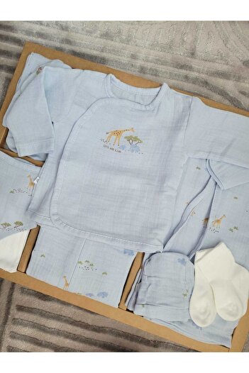 Caramell incibaby % 100 Pamuk Zürafa Desen Müslin Yazlık Erkek Bebek Hastane Çıkışı New Season 0-3 Ay