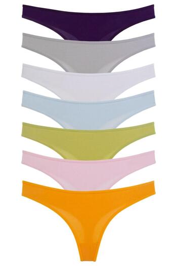 Nicoletta Women's Panties Thong 7 Pack Lycra Mustard