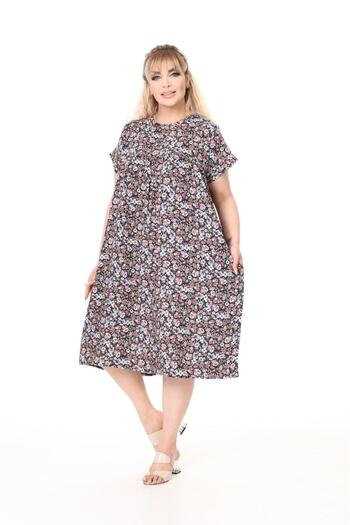 mervemoda Γυναικείο υφαντό καλοκαιρινό φόρεμα μεγάλου μεγέθους