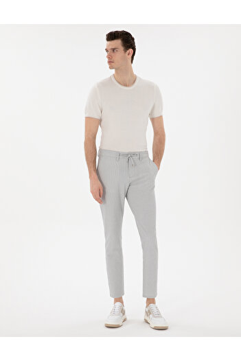 Pierre Cardin Gri Slim Fit Gofre Yazlık Kanvas Pantolon 50305235-VR024
