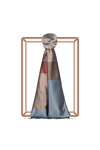 ipekevi Gray Belted Striped Silk Shawl