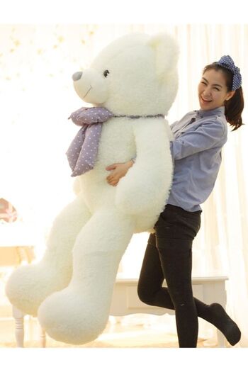 Özgüner Oyuncak Pababo 160 Cm Big Teddy Bear with Bow Tie White