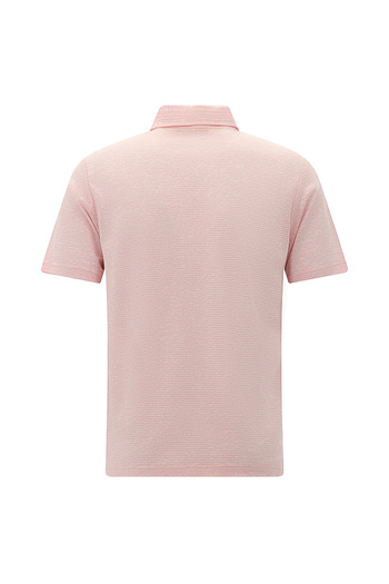 Abdullah Kiğılı Regular Fit Patterned Embroidered Cotton Linen Polo Neck T-Shirt