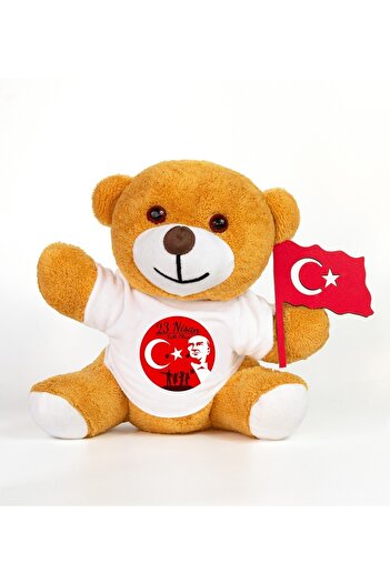 Pababo 23 Nisan Kutlu Olsun Tişörtlü & 25 Cm Bayraklı Sevimli Ayıcık