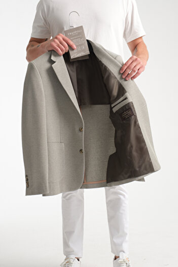 Frappoli Abrines Men's Green Half Lined Bag Pocket Cotton Blended Lycra Flexible Fabric Blazer Jacket