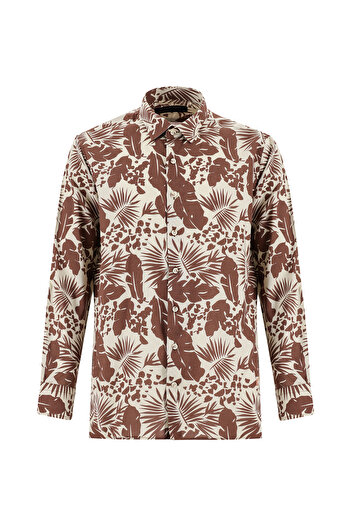 Abdullah Kiğılı Regular Fit Printed Long Sleeve Cotton Shirt