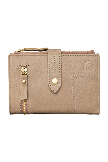 delis Women's Wallet, Leandra Pt1236, Natural Leather, Cream