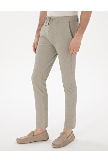 Pierre Cardin HAKİ Slim Fit Gofre Yazlık Kanvas Pantolon 50305235-VR027