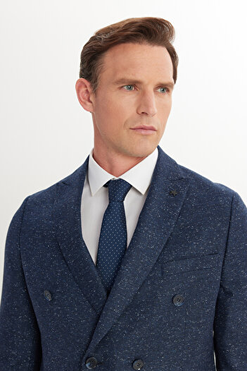 ALTINYILDIZ CLASSICS Ανδρικό μπλε Navy Slim Fit Slim Fit Swallow γιακά με σχέδιο