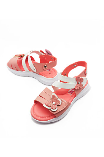 GDT Ayakkabı Cute Young Orthopedic Orange Color Banded Butterfly Detailed Girls Sandals