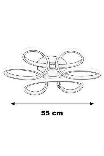 DEFNE AVİZE LEVENT Eskitme 60 cm Plafonyer Modern Beyaz Işık Ledli Avize