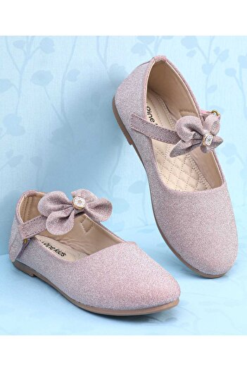 Pine kids Pine Kids Ballerinas with Velcro Closure & Bow Applique - Pink