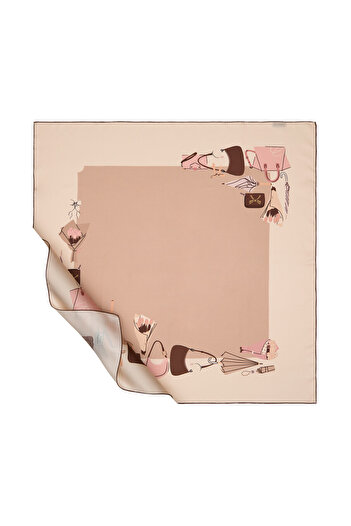 ipekevi Mink Beige Trend Tivil Silk Scarf