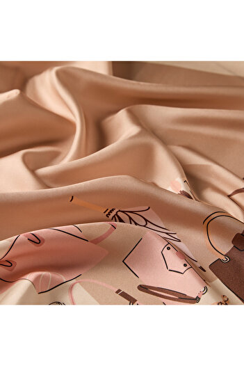 ipekevi Mink Beige Trend Tivil Silk Scarf