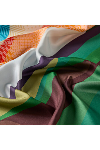 ipekevi Green Blue Lagoon Tivil Silk Scarf