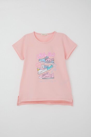 Breeze Girl's Tights Set Colorful Shoes Printed 5-10 Years, Pink