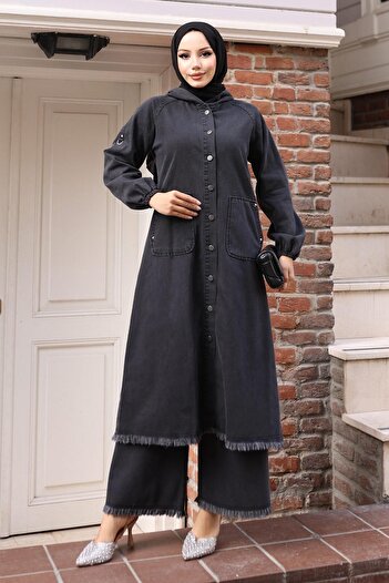 Modamihram Smoked Jeans Set - Tassel Detail, Model 19243