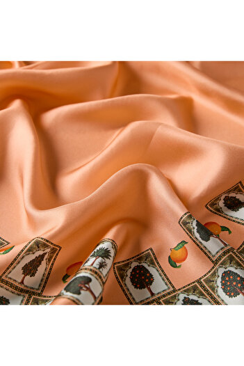 ipekevi Peach El-Hamra Palace Tivil Silk Scarf