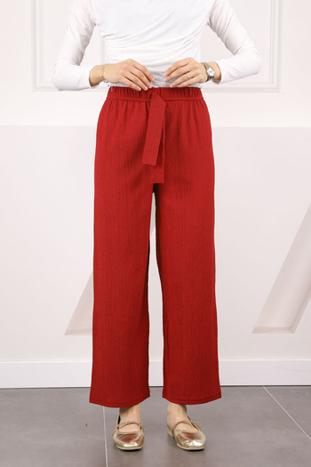 İmajButik Burgundy Bürümcük Wide Leg Trousers