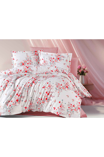sehra Luxurious Durable Soft Natural Cotton Single Duvet Cover Set+ Non-Elastic Bed Sheet+ 1 Pillowcase
