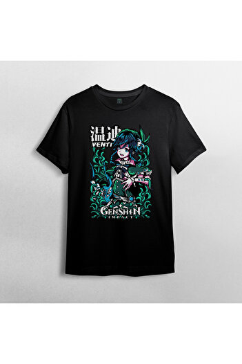 Pixxa Μπλουζάκι Genshin Impact Venti Unisex 100% βαμβακερό με λαιμόκοψη