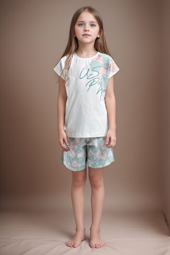 U.S. Polo Assn. Girl's 100% Cotton T-Shirt & Shorts Two Piece Set Us01.Ll.01.P4.O015