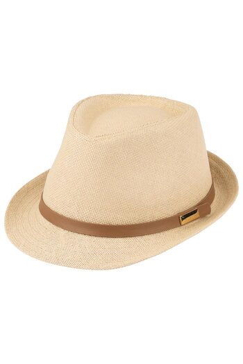 C&City Men's Straw Hat with Belt Detail Y25750-14 Beige