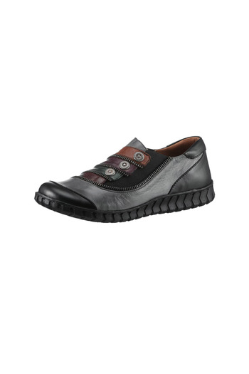 İNZE AYAKKABI Black & Gray Colored Leather Casual Shoes - Model Name - Elara