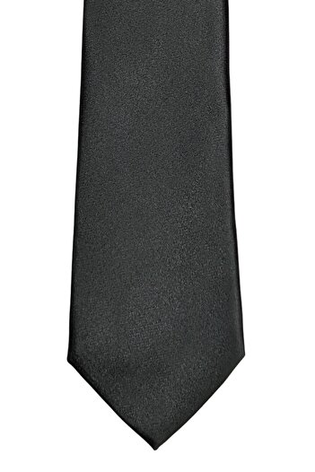 1001 Kravat Plain Black Satin Woven 7 cm Wide Men's Tie