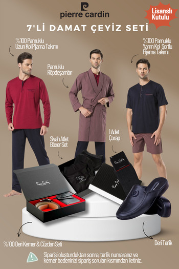 Pierre Cardin Men's Licensed Boxed Claret Red 7-Piece Groom Dowry Set