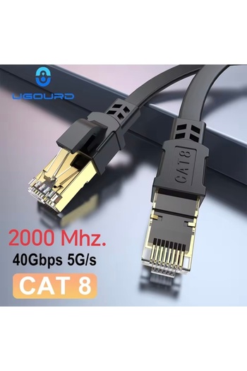 UGOURD 15-Metre Cat8 Ethernet Kablosu 40Gbps+5G+2000 Mhz RJ45 Konnektör Ce+FC+RohS Lisanslı