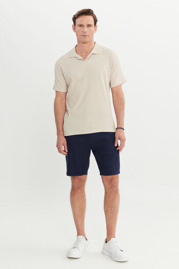 AC&Co / Altınyıldız Classics Men's Beige Relax Fit Relaxed Cut Polo Neck T-Shirt