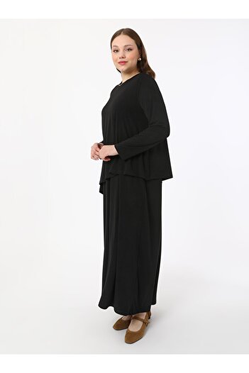 ALİA Plus Size Suit Look Comfortable Dress - Black - Alia