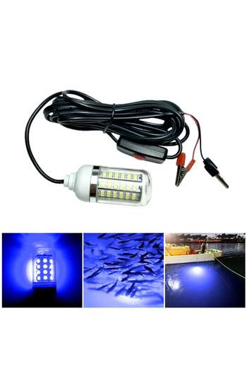 Choice Blue 12V LED Fishing Trap Light 100W IP68 Lure Fish Finder Lamp 108 Leds 2835SMD Attracts Prawns Squ