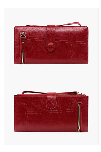 ETG Fashion Hasp Ladies Soft PU Leather Clutch for Women Long Wallet Phone Zipper Bag Card Holder