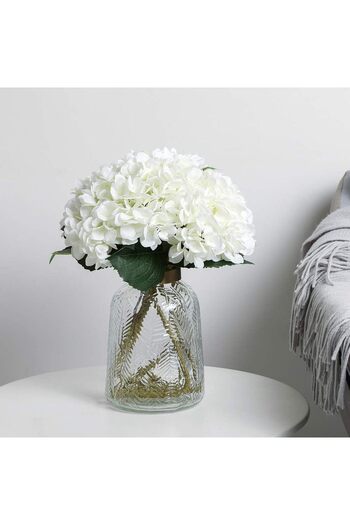 COOYA 3-pack artificial hydrangeas, 21 inches, real touch, separable, for party or home decoration, white
