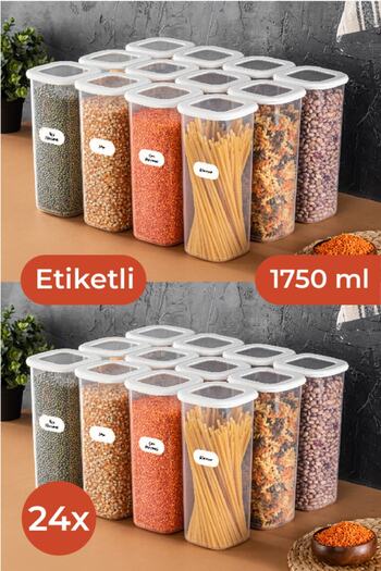 Vienev Labeled Foly Square Food Storage Container Set of 24 1.75 Large Size White