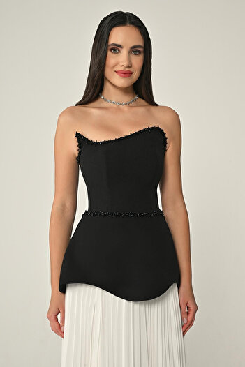 ALFABETA Strapless Top Crepe Eten Chiffon Long Evening Dress Alfa Beta