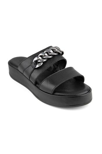 Muya Braska 35256 Genuine Leather Women's Slippers